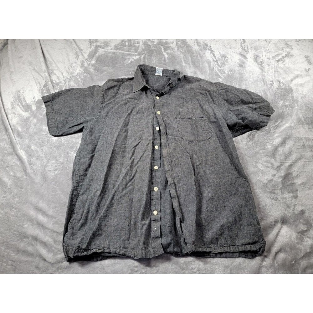 OLD NAVY Mens Size XL Short Sleeve Linen Blend Button‎ Down Shirt Gray